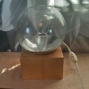 Solid wood base with glass globe lamp MOD/SCANDI/MCM
